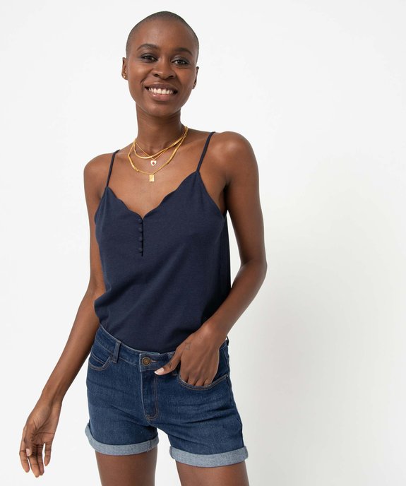 Débardeur femme avec décolleté en V et petits boutons vue1 - GEMO 4G FEMME - GEMO