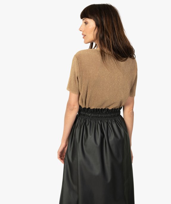 Tee-shirt femme pailleté en maille plissée vue3 - GEMO(FEMME PAP) - GEMO