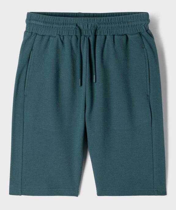 Bermuda de sport uni en maille nid d’abeille garçon vue1 - GEMO 4G GARCON - GEMO