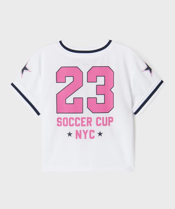 Tee-shirt de sport à manches courtes et col V fille vue4 - GEMO (ENFANT) - GEMO