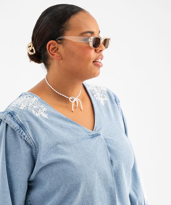Blouse en jean à manches longues et broderies femme grande taille vue2 - GEMO (G TAILLE) - GEMO
