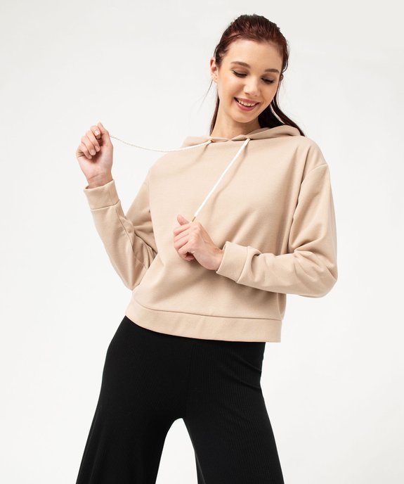 Sweat à capuche pailleté coupe oversize femme vue2 - GEMO(FEMME PAP) - GEMO