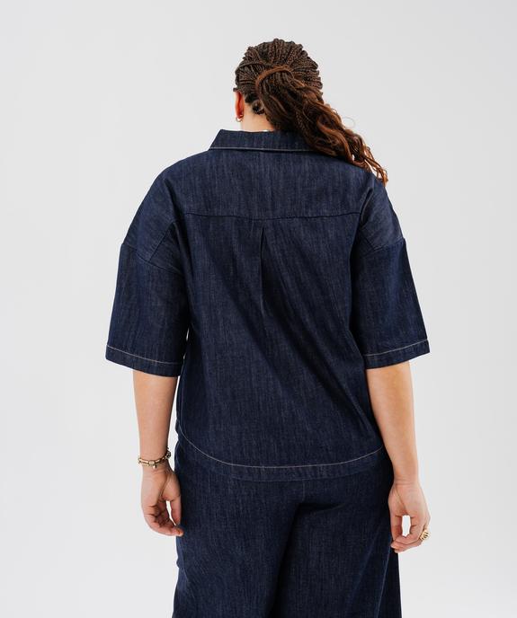 Chemise manches courtes en jean brut femme grande taille vue3 - GEMO (G TAILLE) - GEMO