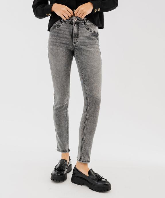 Jean slim taille normale en denim extensible délavé femme vue1 - GEMO 4G FEMME - GEMO