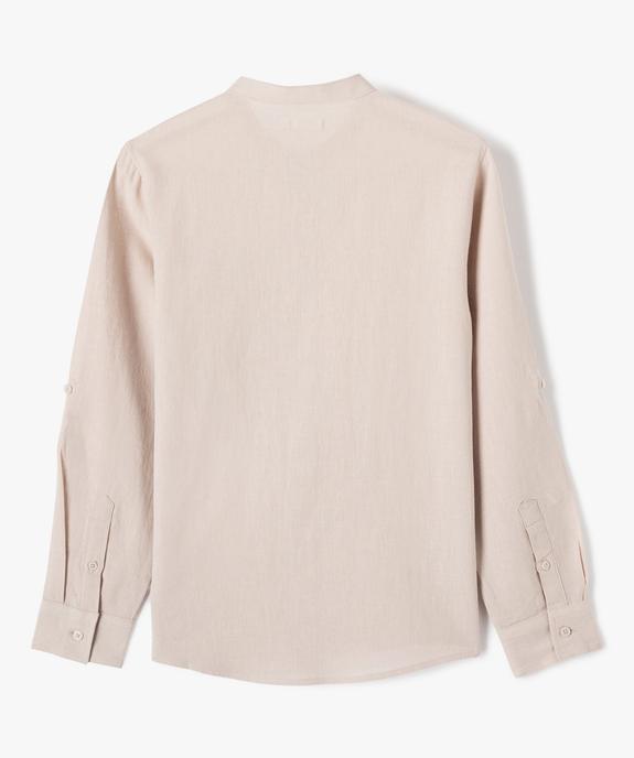 Chemise garçon unie à manches longues et col mao vue3 - GEMO (JUNIOR) - GEMO