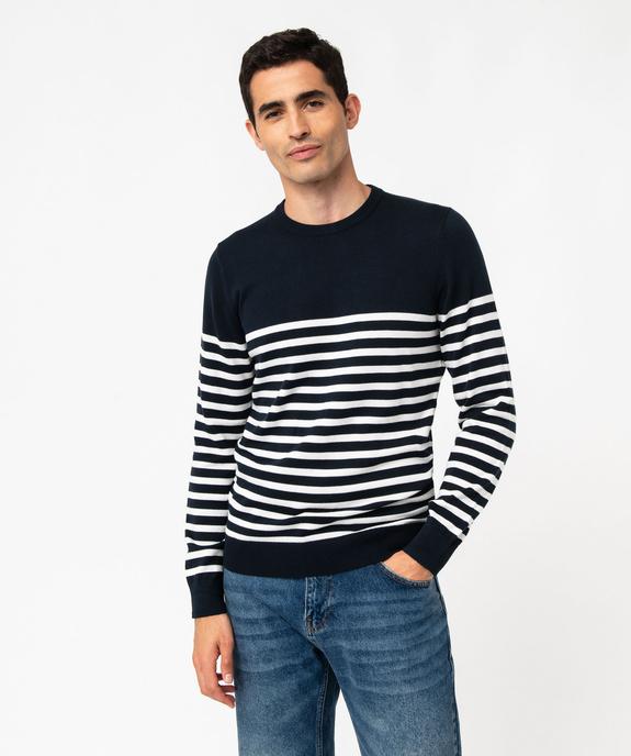 Pull à rayures marinière col rond homme vue1 - GEMO (HOMME) - GEMO