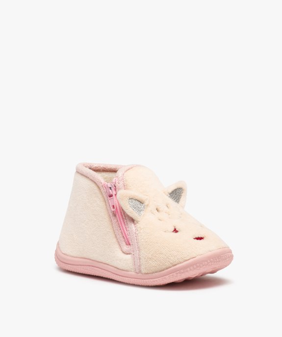 Chaussons fille bottillons zippés avec oreilles en relief vue2 - GEMO 4G FILLE - GEMO