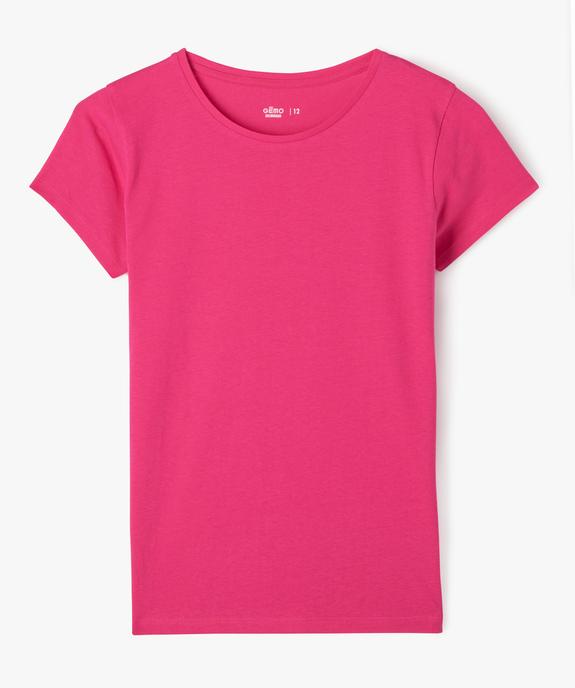 Tee-shirt uni à manches courtes fille vue1 - GEMO 4G FILLE - GEMO