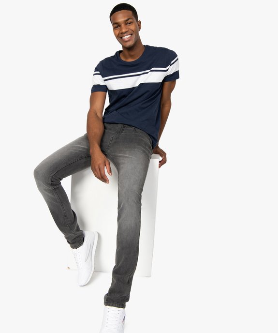 Jean homme skinny délavé avec plis sur les hanches vue1 - GEMO (HOMME) - GEMO