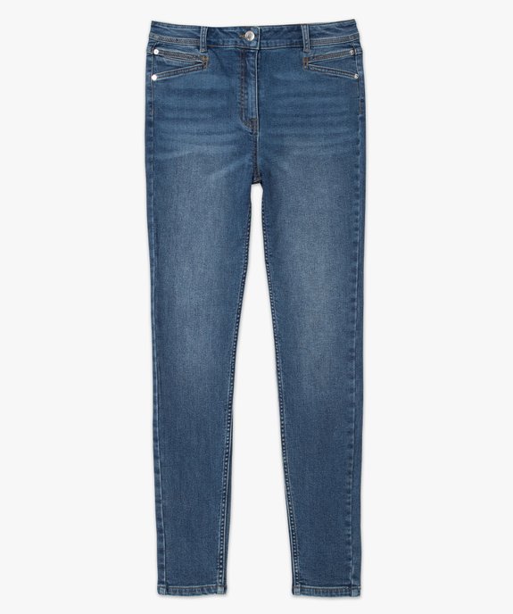Jean femme skinny stretch taille haute délavé vue4 - GEMO 4G FEMME - GEMO