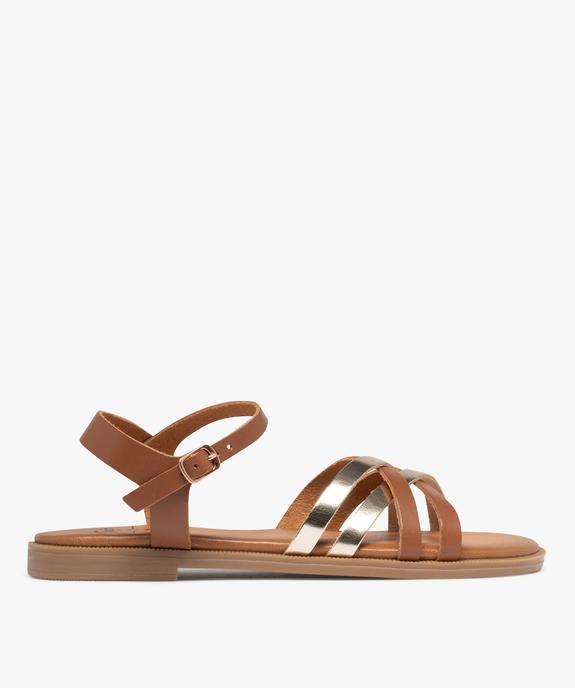 Sandales plates à brides en cuir entrecroisées femme - Tanéo vue1 - TANEO - GEMO