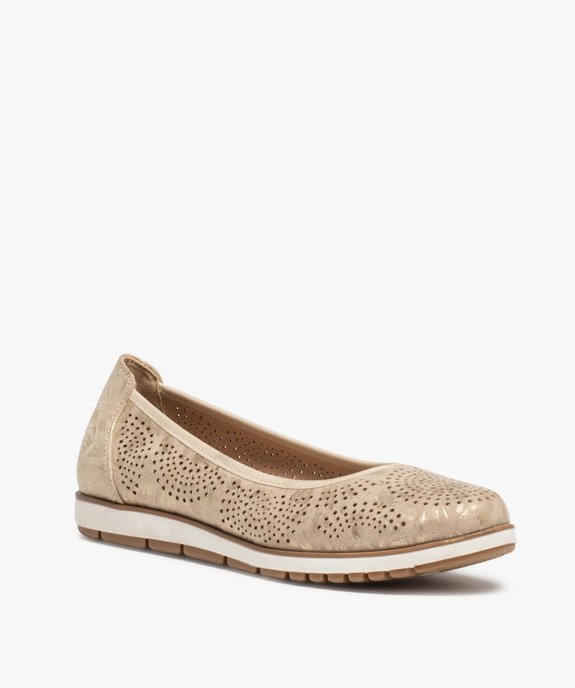 Ballerines femme à semelle contrastante et perforations vue2 - GEMO(URBAIN) - GEMO
