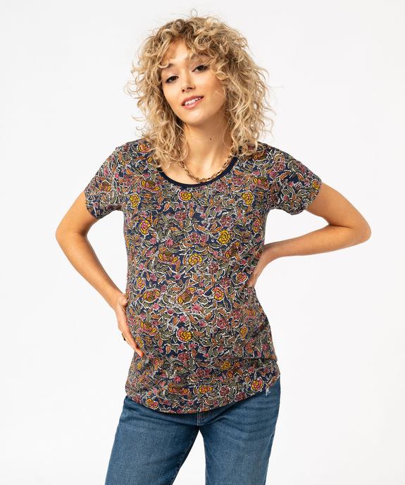 Tee-shirt de grossesse imprimé à manches courtes vue1 - GEMO 4G MATERN - GEMO