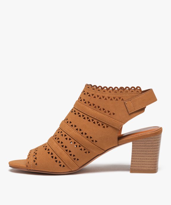 Sandales femme à talon dessus couvrant ajouré vue3 - GEMO(URBAIN) - GEMO