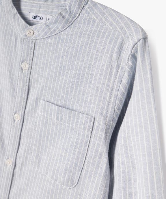 Chemise manches longues à col mao et rayures garçon vue3 - GEMO (ENFANT) - GEMO