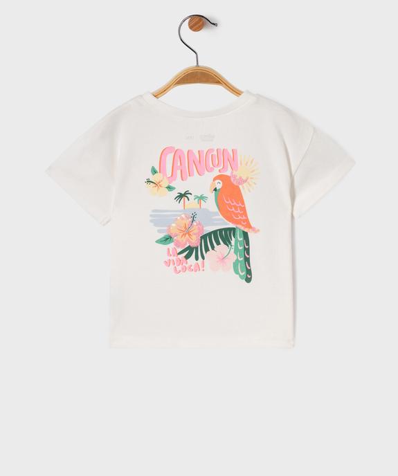 Tee-shirt manches courtes avec imprimé poitrine et dos bébé fille vue3 - GEMO 4G BEBE - GEMO