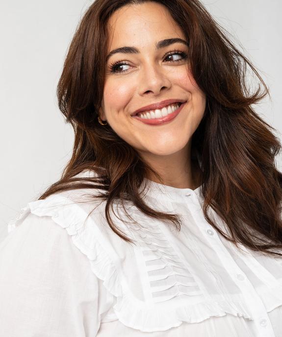 Chemise en coton avec plastron froncé femme grande taille vue2 - GEMO (G TAILLE) - GEMO