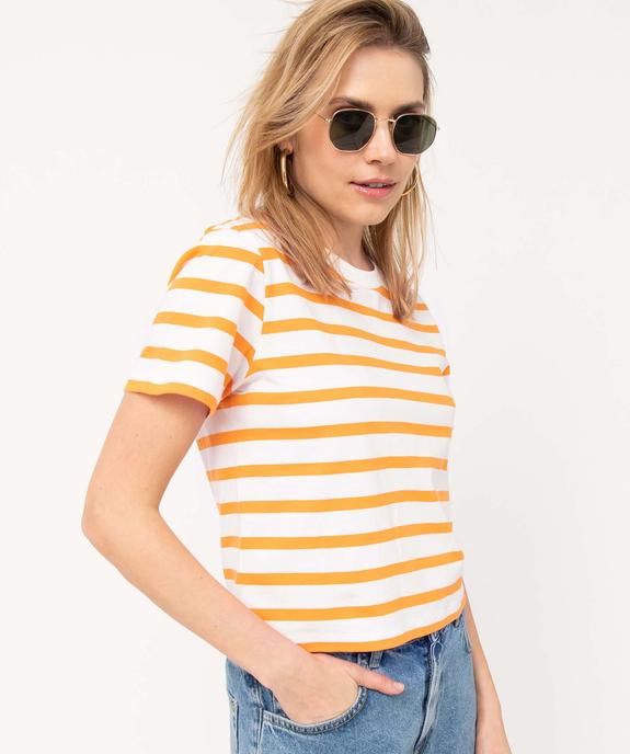 Tee-shirt femme rayé coupe ample et courte vue2 - GEMO(FEMME PAP) - GEMO