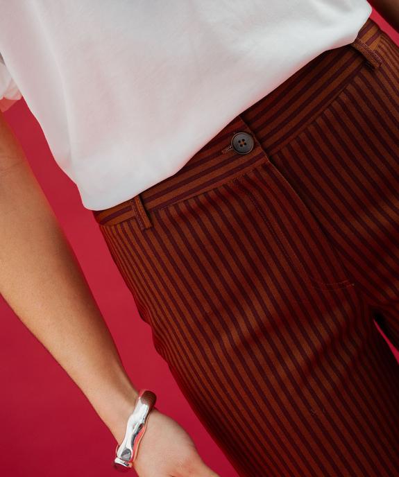 Pantalon large à rayures en coton stretch femme vue3 - GEMO(FEMME PAP) - GEMO