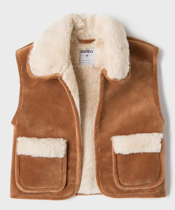 Veste sans manches fourrée en velours ras fille vue2 - GEMO (ENFANT) - GEMO