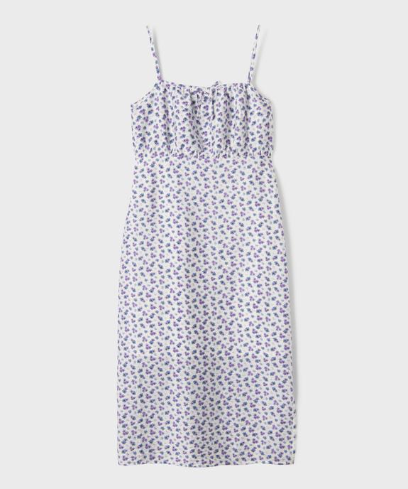 Robe midi satinée à fleurs fille vue1 - GEMO (JUNIOR) - GEMO