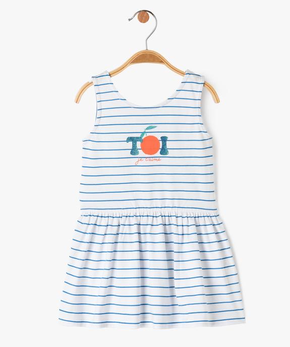 Robe courte sans manches en jersey rayé bébé fille vue1 - GEMO(BEBE DEBT) - GEMO