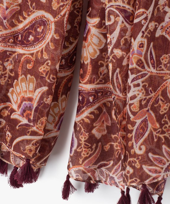 Foulard femme à motifs fleuris et rayures pailletées vue2 - GEMO (ACCESS) - GEMO
