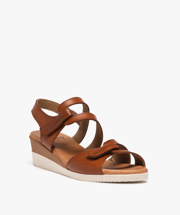 Sandales femme compensées à brides scratch en cuir vue2 - VALENTINA BALDA - GEMO