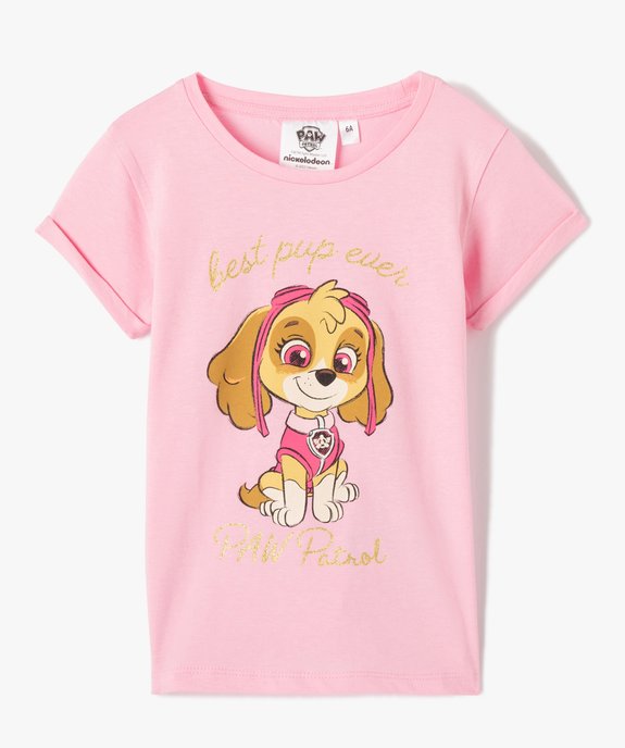 Tee-shirt fille avec motif et inscription pailletée - Pat Patrouille vue1 - PAT PATROUILLE - GEMO