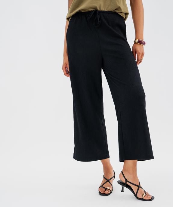 Pantalon ample en matière texturée avec ceinture élastique femme vue2 - GEMO 4G FEMME - GEMO