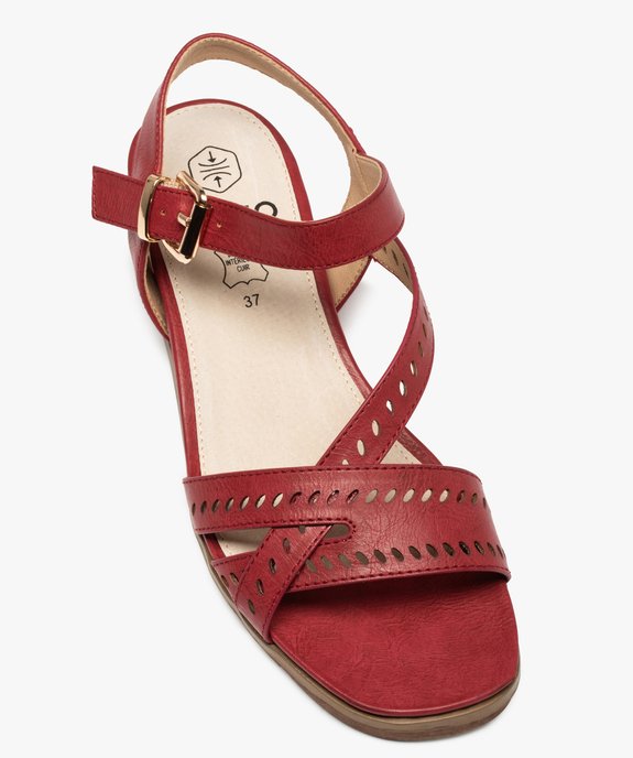Sandales femme à petit talon compensé et brides ajourées vue5 - GEMO (CASUAL) - GEMO