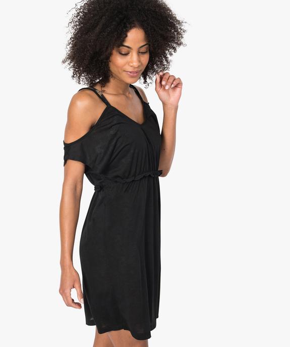 Robe de plage femme à épaules dénudées et taille empire vue1 - GEMO (PLAGE) - GEMO