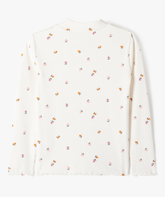 Tee-shirt à manches longues à motifs fleuris fille vue3 - GEMO 4G FILLE - GEMO