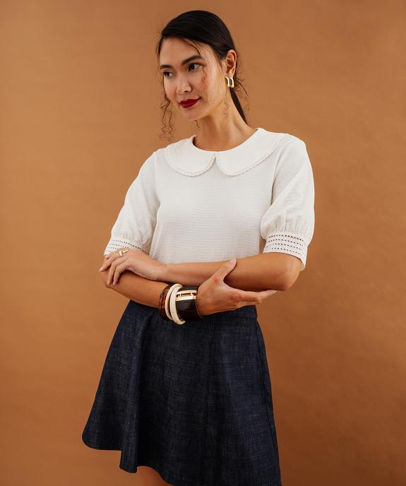 Blouse unie col claudine femme vue2 - GEMO(FEMME PAP) - GEMO