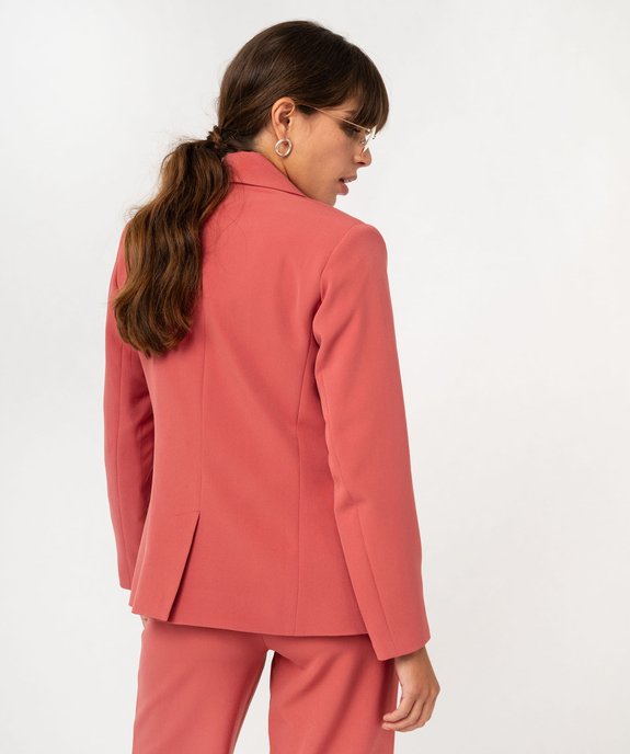Veste blazer coupe droite ajustée fermeture un bouton femme vue3 - GEMO(FEMME PAP) - GEMO