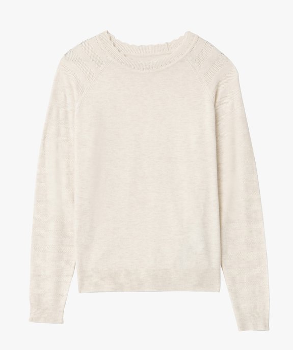 Pull femme en maille fine avec manches fantaisie vue4 - GEMO(FEMME PAP) - GEMO