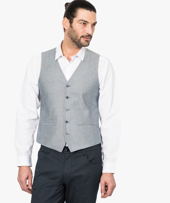 Gilet de costume boutonné uni vue1 - GEMO (HOMME) - GEMO