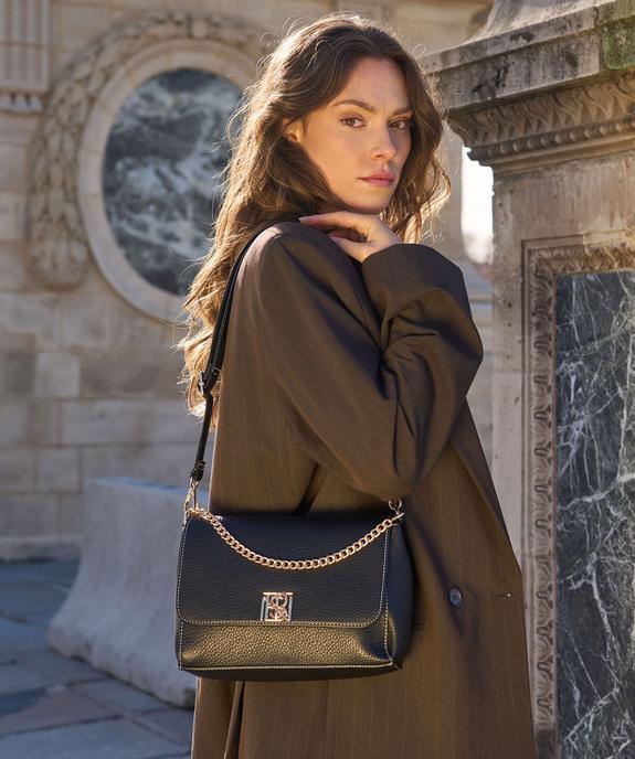 Sac à main grainé à anse en chaîne dorée femme vue2 - BESTINI - GEMO