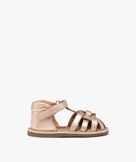 Sandales bébé fille en cuir métallisé avec brides reliées - NA! vue1 - NA! - GEMO