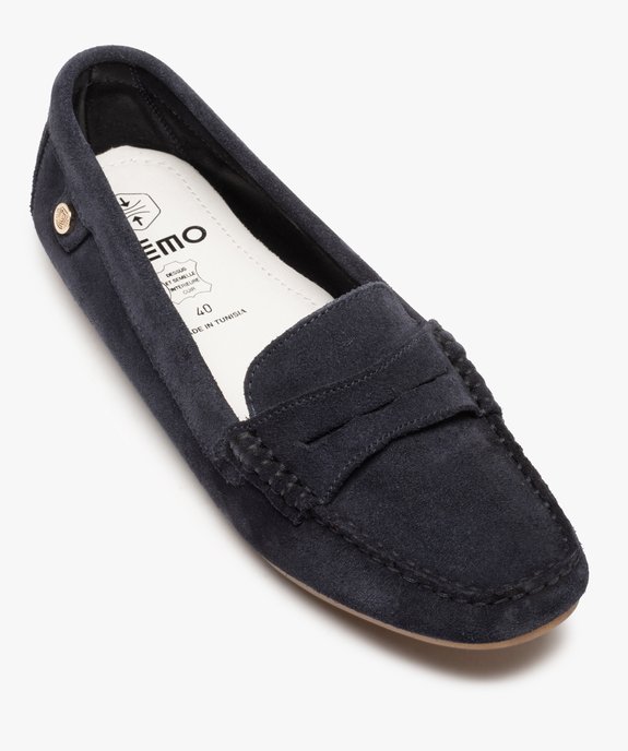Mocassins femme en cuir uni et semelle à picots vue5 - GEMO (CASUAL) - GEMO
