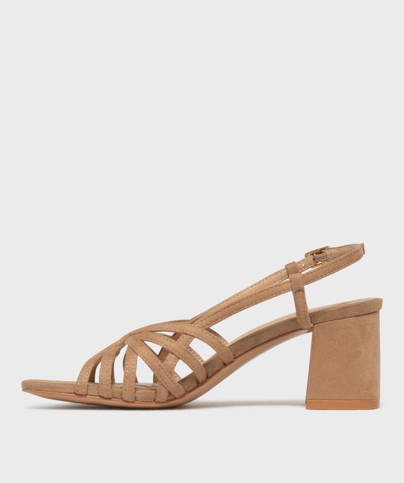 Sandales à talon large en suédine femme vue3 - FOLLOW ME - GEMO