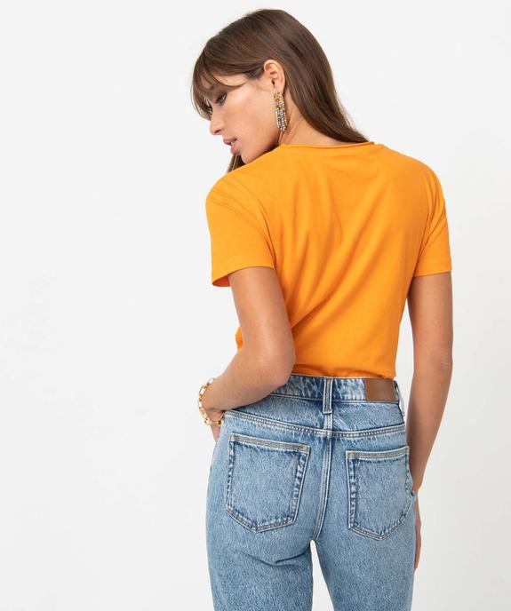 Tee-shirt à manches courtes avec col V roulotté femme vue3 - GEMO(FEMME PAP) - GEMO