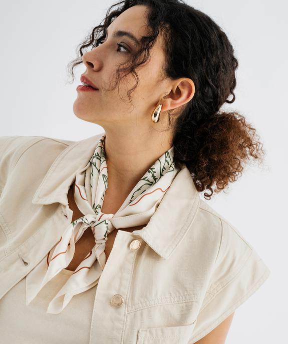 Veste en jean sans manches avec poches asymétriques femme vue2 - GEMO 4G FEMME - GEMO