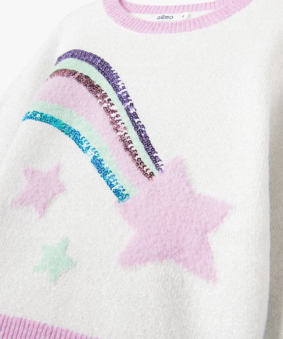 Pull pailleté avec sequins brodés et motifs fille vue2 - GEMO (ENFANT) - GEMO