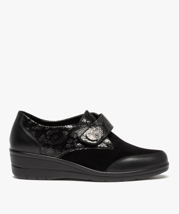 Derbies femme confort dessus cuir suédé et verni vue1 - GEMO (CONFORT) - GEMO