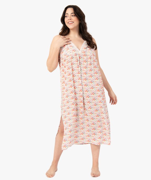 Nuisette femme grande taille à fines bretelles à motifs fleuris vue1 - GEMO(HOMWR FEM) - GEMO