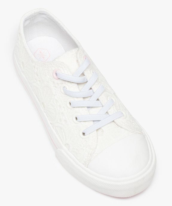 Baskets fille en dentelle anglaise unie et lacets élastiques vue5 - GEMO 4G FILLE - GEMO