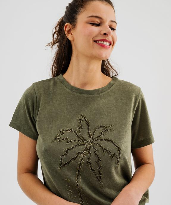 Tee-shirt manches courtes avec palmier pailleté femme vue2 - GEMO(FEMME PAP) - GEMO