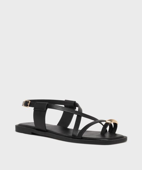 Sandales plates multibrides avec bijou de pied femme vue2 - FOLLOW ME - GEMO