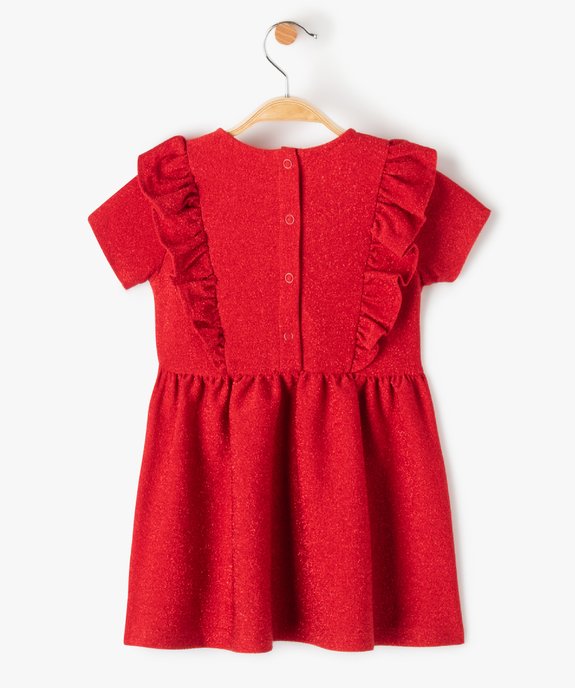 Robe bébé fille à manches courtes à paillettes avec volant sur le buste vue3 - GEMO(BEBE DEBT) - GEMO
